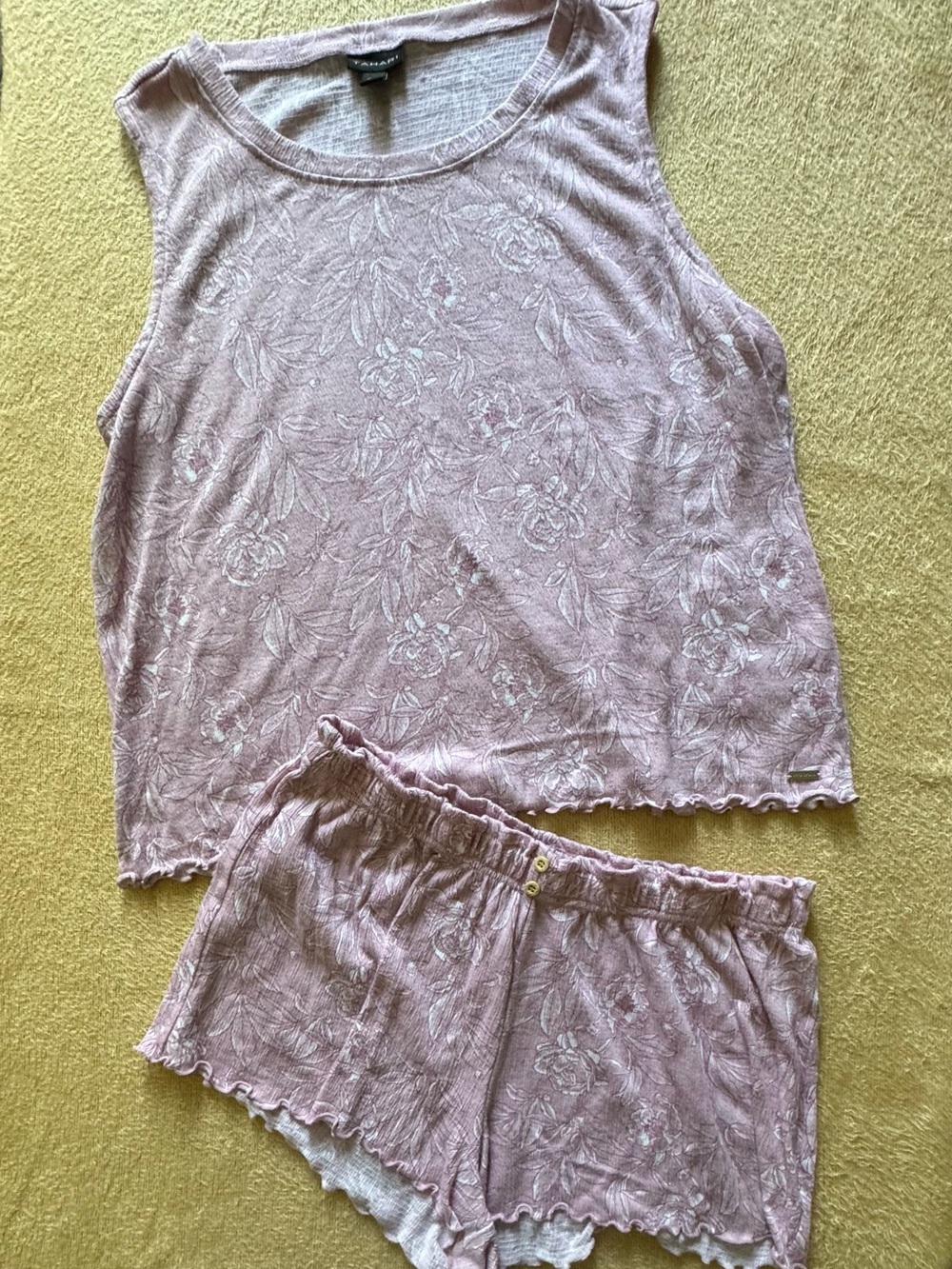 Tahari Light Pink Floral Knit Tank & Shorts Sleep Set